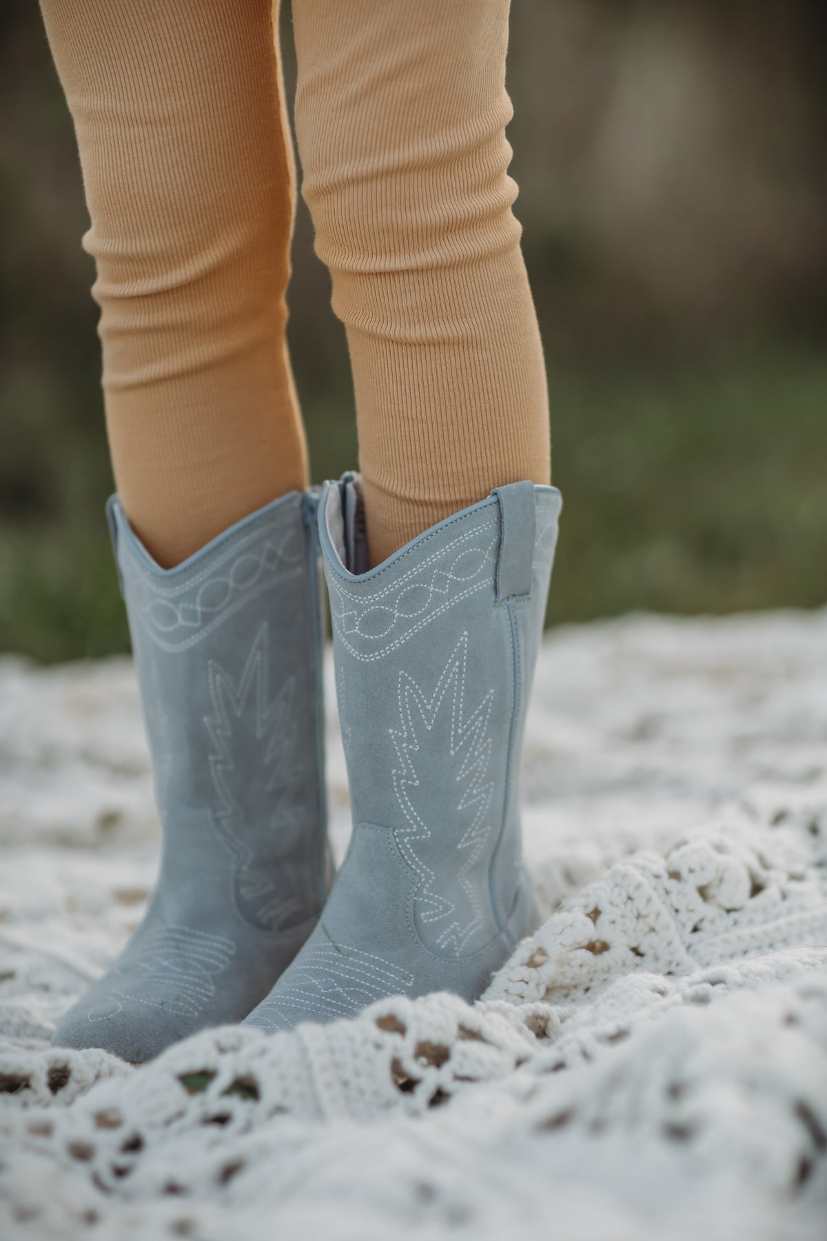 Light Blue Suede Boots