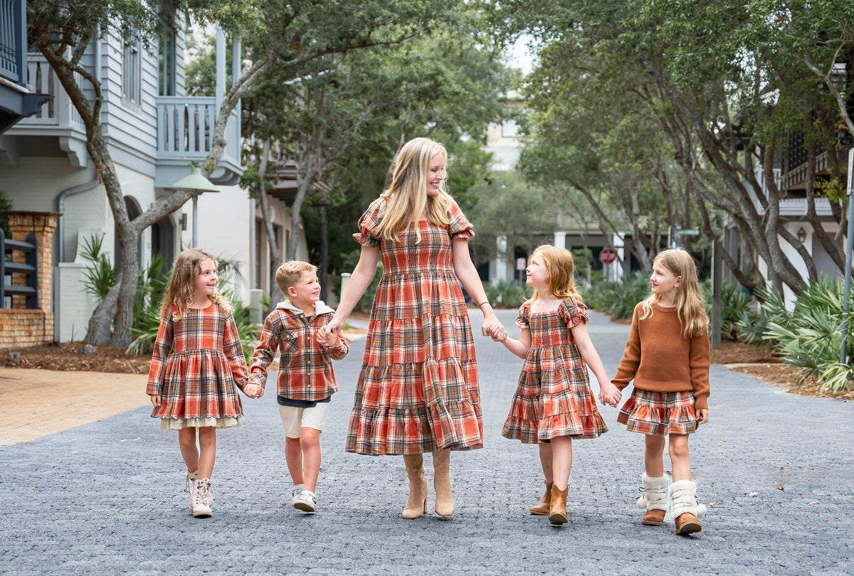 Girls Fall Plaid Tiered Dress