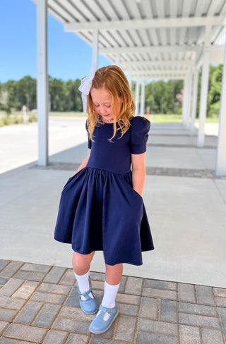 Navy Dress & Bloomer Set