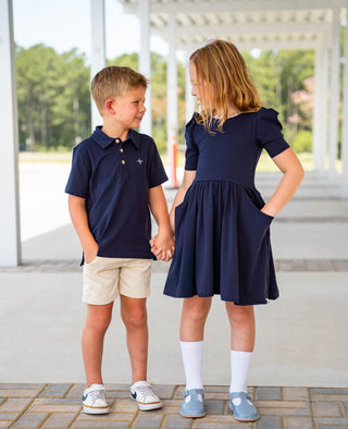 Navy Dress & Bloomer Set