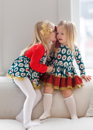 Holiday Joy Velvet Dress and Bloomer Set (*Size up*)