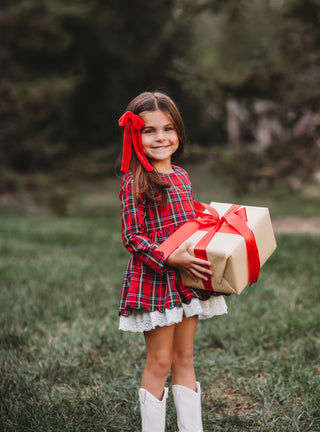 Christmas Tartan Dress & Bloomer Set (*Size up*)