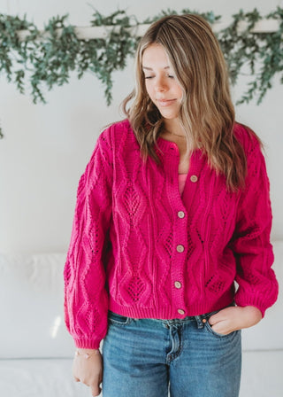 Women's Fuchsia Cardigan