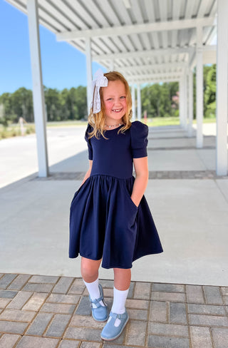 Navy Dress & Bloomer Set