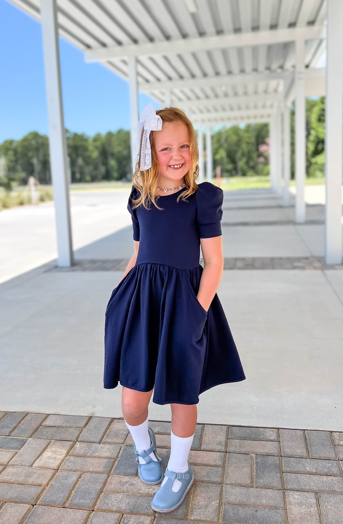 Navy Dress &amp; Bloomer Set