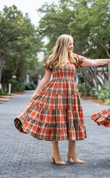 Womens Fall Plaid Tiered Dress – Love and Grow Clothing Co