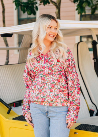 Women's Fuchsia Bloom Half Zip